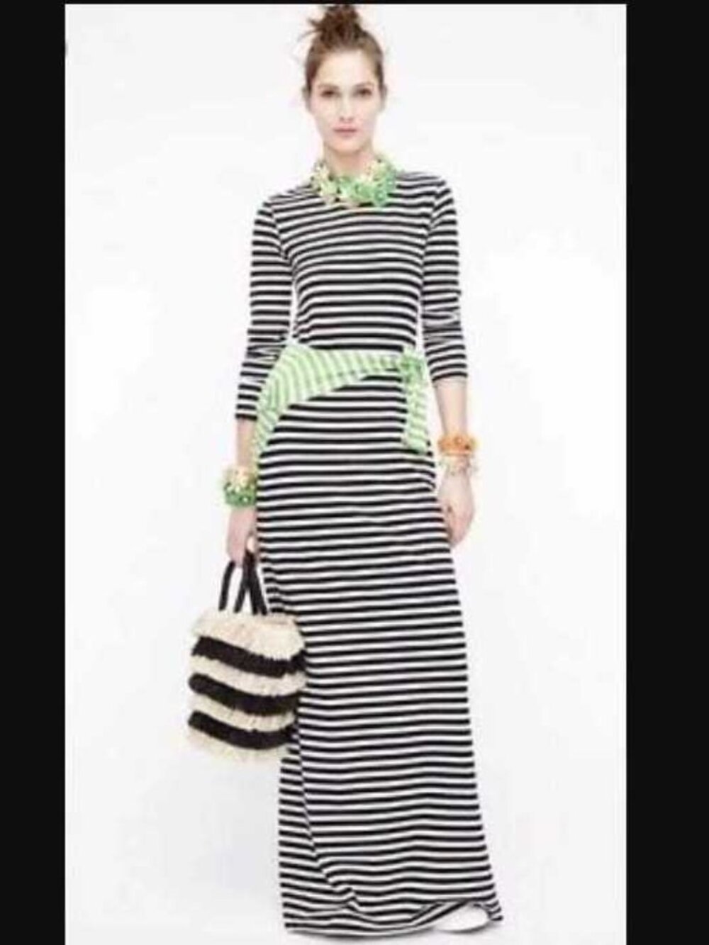 New 0 J.Crew Collection long sleeve striped maxi dress